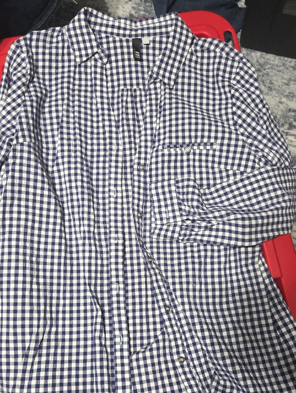 Kut from the Kloth Blue and White Gingham Button Down Shirt